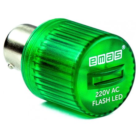 (IKMF220Y) Мигающий светодиод 220В. 50;70 мм. зеленый. EMAS