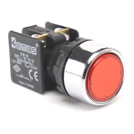 (KB12DK) Кнопка нажимная круглая (1НЗ) красная. IP-65. серии KВ. EMAS