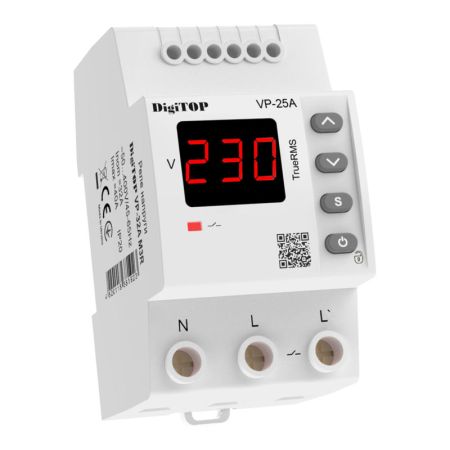 (VP-25A M3R) 1-ф реле контроля напряжения – VP-25A M3R. 25А. 120-270V AC. Digitop