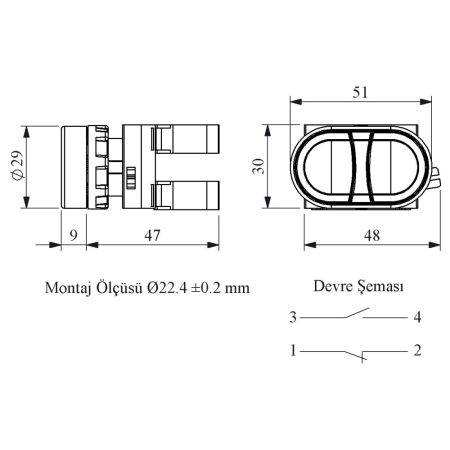 (CM102K20HB) Кнопка двойная черно-белая (1НО+1НЗ) - металл IP65. серии CМ. EMAS