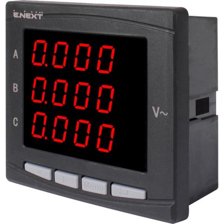 (p079002) Цифровой врезной вольтметр e.meter.pro.96.v.led 96х96мм. АС 230В. 0-450В. E.NEXT