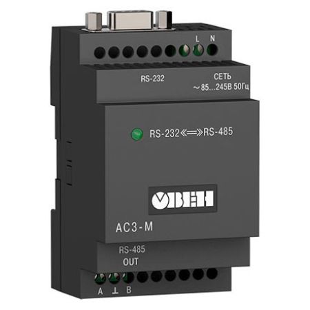 (АС3-М-024) Автоматический преобразователь интерфейсов АС3-М. 24 VDC. RS-232/RS-485. Aqteck