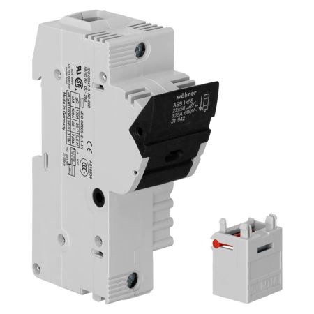 (31942) Держатель цилиндрических предохранителей Ambus 22х58.1р с сигнализацией 100А. 690В. Woehner