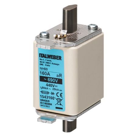 (1543160) Предохранитель ножевой aR NH-00 HRC 160A. 690В. ITALWEBER