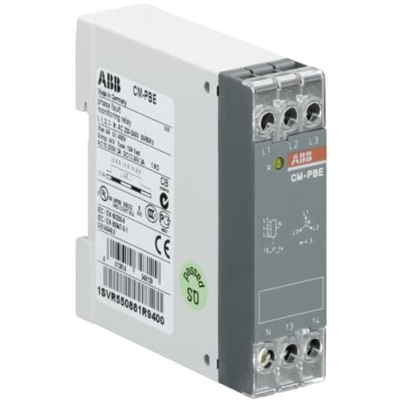 (1SVR550870R9400) Реле контроля напряжения CM-PVE. 3-фазное 185-265В AC (фазное) / 320-460В AC (линейное). ABB