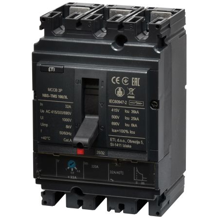 (4673002) Автоматический выключатель NBS-TMS 100/3L 32A (36kA. (0.8-1)In/фикс.) 3P. ETI