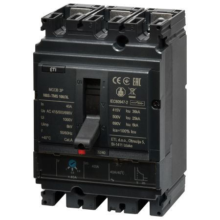 (4673003) Автоматический выключатель NBS-TMS 100/3L 40A (36kA. (0.8-1)In/фикс.) 3P. ETI