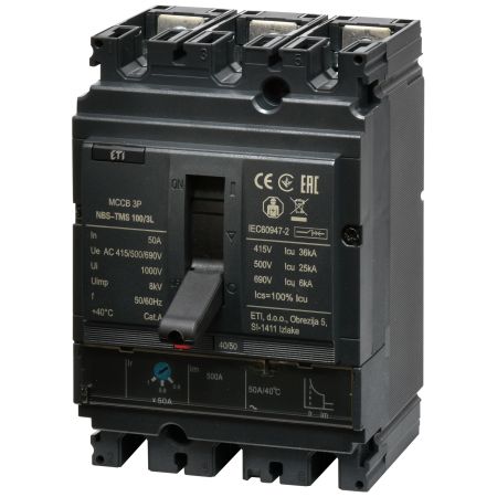 (4673004) Автоматический выключатель NBS-TMS 100/3L 50A (36kA. (0.8-1)In/фикс.) 3P. ETI