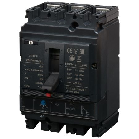 (4673023) Автоматический выключатель NBS-TMS 100/3S 40A (50kA. (0.8-1)In/фикс.) 3P. ETI