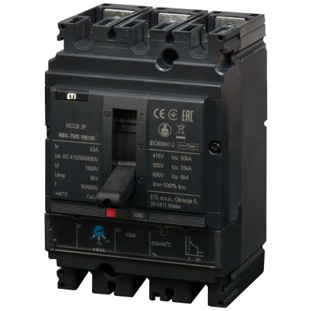 (4673025) Автоматический выключатель NBS-TMS 100/3S 63A (50kA. (0.8-1)In/фикс.) 3P. ETI