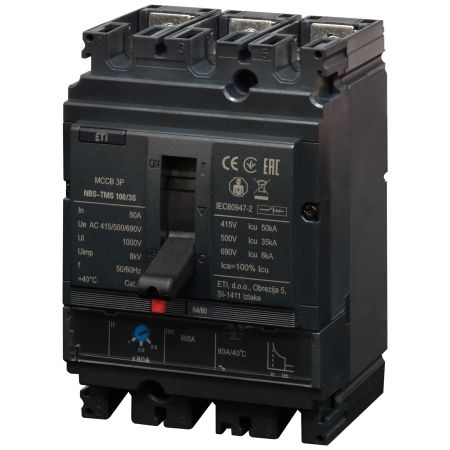 (4673026) Автоматический выключатель NBS-TMS 100/3S 80A (50kA. (0.8-1)In/фикс.) 3P. ETI