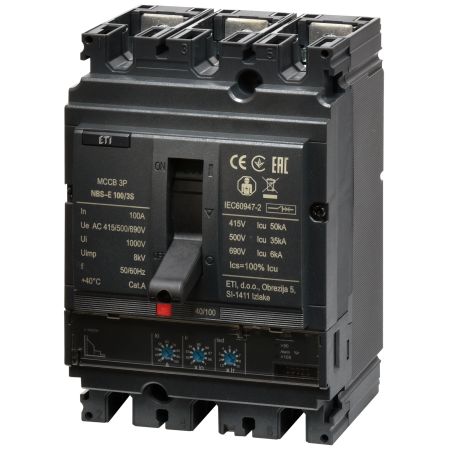 (4673043) Автоматический выключатель NBS-E 100/3S 100A (50kA. (0.4-1)In/(1.5-10)Ir) 3P. ETI