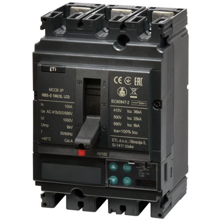 (4673047) Автоматический выключатель NBS-E 100/3L LCD 100A (36kA. (0.4-1)In/(1.5-12)In) 3P. ETI