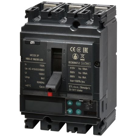 (4673049) Автоматический выключатель NBS-E 100/3S LCD 100A (50kA. (0.4-1)In/(1.5-12)In) 3P. ETI