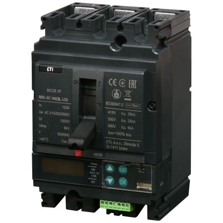 (4673051) Автоматический выключатель NBS-EC 100/3L LCD 100A (36kA. (0.4-1)In/(1.5-12)In) 3P. ETI