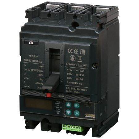 (4673053) Автоматический выключатель NBS-EC 100/3S LCD 100A (50kA. (0.4-1)In/(1.5-12)In) 3P. ETI
