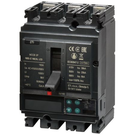 (4673061) Автоматический выключатель NBS-E 160/3L LCD 160A (36kA. (0.4-1)In/(1.5-12)In) 3P. ETI