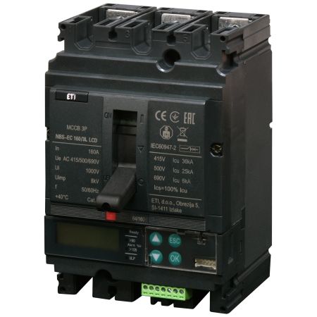 (4673065) Автоматический выключатель NBS-EC 160/3L LCD 160A (36kA. (0.4-1)In/(1.5-12)In) 3P. ETI