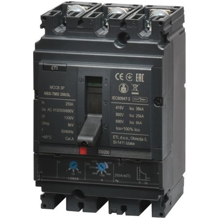 (4673072) Автоматический выключатель NBS-TMD 250/3L 250A (36kA. (0.8-1)In/(5-10)In) 3P. ETI