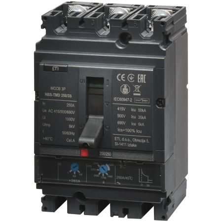(4673076) Автоматический выключатель NBS-TMD 250/3S 250A (50kA. (0.8-1)In/(5-10)In) 3P. ETI