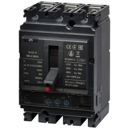 (4673079) Автоматический выключатель NBS-E 250/3L 250A (36kA. (0.4-1)In/(1.5-10)Ir) 3P. ETI