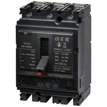 (4673081) Автоматический выключатель NBS-E 250/3S 250A (50kA. (0.4-1)In/(1.5-10)Ir) 3P. ETI