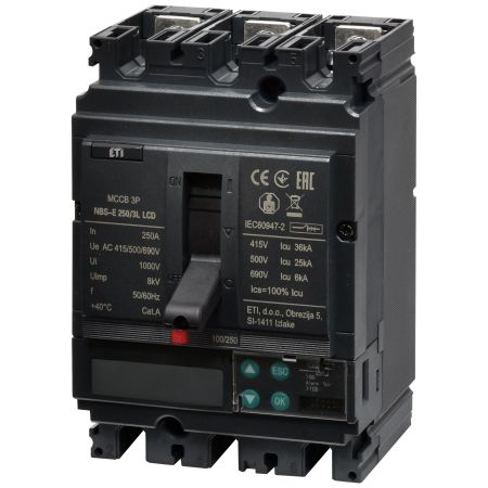 (4673085) Автоматический выключатель NBS-E 250/3L LCD 250A (36kA. (0.4-1)In/(1.5-12)In) 3P. ETI