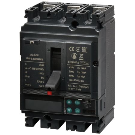 (4673087) Автоматический выключатель NBS-E 250/3S LCD 250A (50kA. (0.4-1)In/(1.5-12)In) 3P. ETI