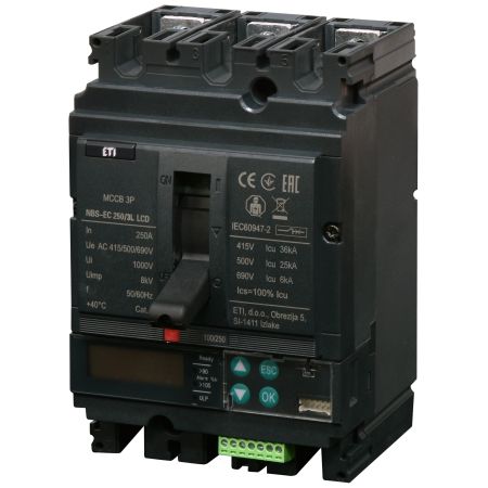 (4673089) Автоматический выключатель NBS-EC 250/3L LCD 250A (36kA. (0.4-1)In/(1.5-12)In) 3P. ETI