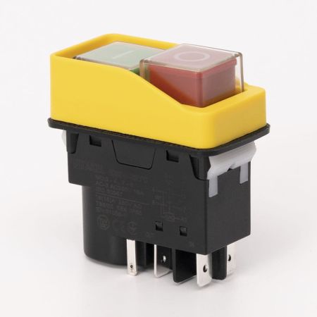 (503913) Пусковая электромагнитная кнопка ESSB-22YC 5pin. желтая рамка. TAKEL
