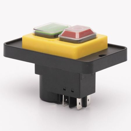 (503964) Пусковая электромагнитная кнопка ESSB-121YC 4pin на панели. желтая рамка. TAKEL
