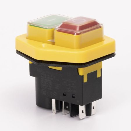 (503981) Пусковая электромагнитная кнопка ESSB-152YC 5pin. желтая рамка. TAKEL