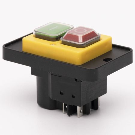 (503982) Пусковая электромагнитная кнопка ESSB-161YC 6pin на панели. желтая рамка. TAKEL