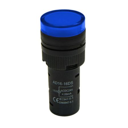 (505001с) Светодиодный индикатор AD16-16DS 24v АC/DC. голубой. TAKEL