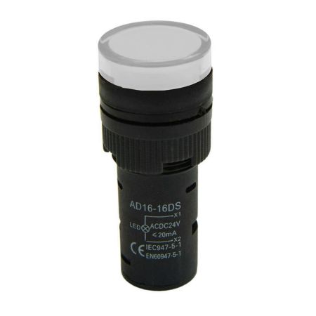 (505004б) Светодиодный индикатор ∅16. AD16-16DS 230v АC/DC. белый. TAKEL