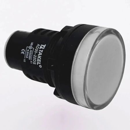 (505013б) Светодиодный индикатор AD30-30DS 230v АC/DC. белый. TAKEL