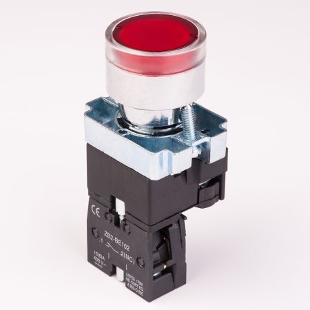 (505167) Кнопка управления нажимная с подсветкой XB2-BW3471 24В. красный. TAKEL