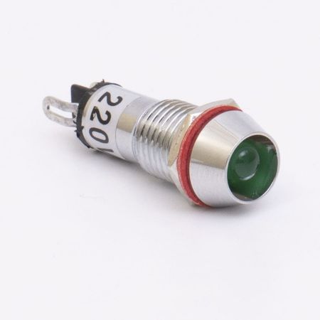 (505723з) Светодиодный индикатор металлический AD22С ∅ M10 220v АC. зеленый. TAKEL