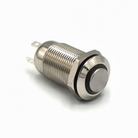 (511006з) Кнопка металлическая КНМ-12-HJ-E-Z 220V 1NO высокая с фиксацией. зеленый. TAKEL