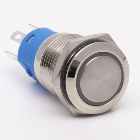 (511065к) Кнопка металлическая КНМ-16-FJ-E 9-24V 1NO1NC плоская. красный. TAKEL