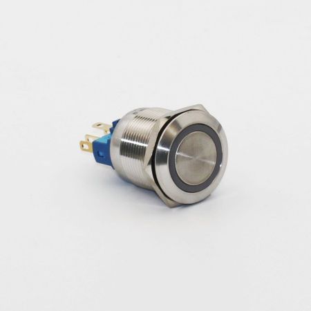 (511400з) Кнопка металлическая КНМ-22-FJ-E 24V 1NO1NC плоская. зеленый. TAKEL