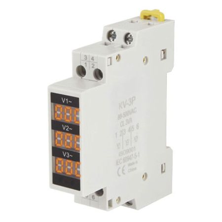 (514101) Вольтметр модульный трехфазный MD35-3V (AC 80-500V). TAKEL