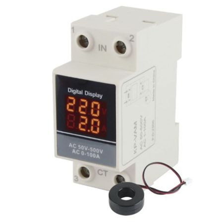 (514119) Вольтметр-амперметр модульный однофазный MD35-VA 100A (AC 50-500V; 1-100A). TAKEL