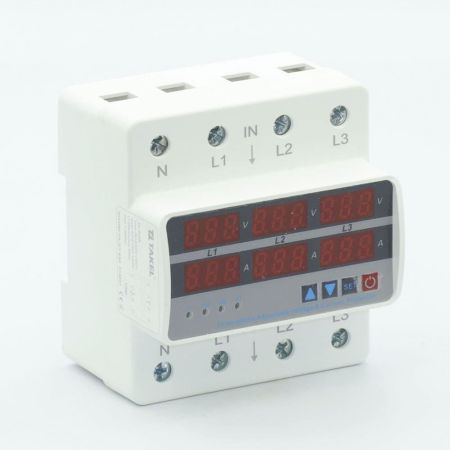 (514231) Реле напряжения и тока модульное трехфазное RD35M VA-3/1. 63А. 80-400 V АС. TAKEL