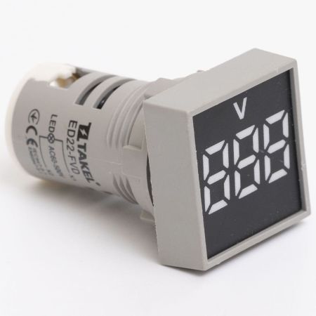 (705015б) Светодиодный вольтметр ED22-FVD АC 60-500В. квадрат. белый. TAKEL