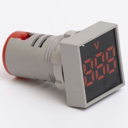 (705015к) Светодиодный вольтметр ED22-FVD АC 60-500В. квадрат. красный. TAKEL