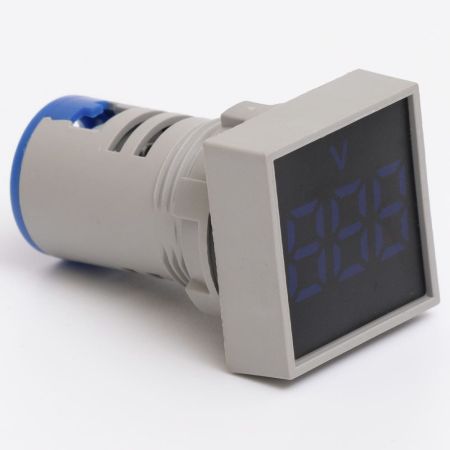 (705015с) Светодиодный вольтметр ED22-FVD АC 60-500В. квадрат. голубой. TAKEL