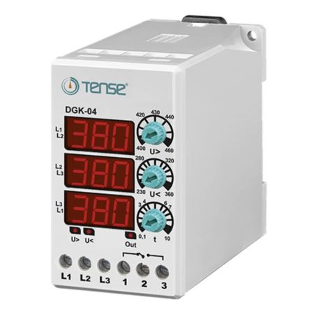 (DGK-04) Реле контроля напряжения 3-ф 5А. 230-460V AC. микропроцессорное с таймером. Tense