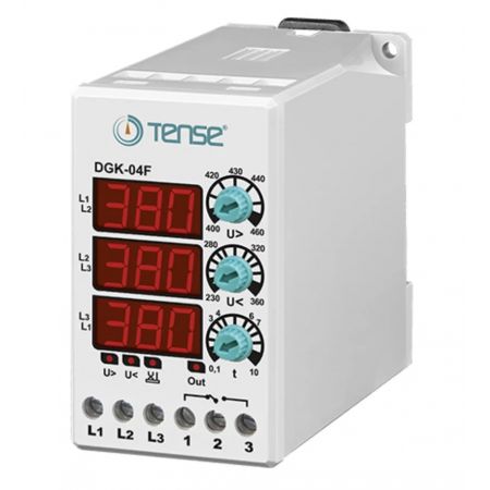 (DGK-04F) Электронное реле контроля напряжения 3-ф 5А. 230-460V AC. микропроцессорный контроль фаз Tense