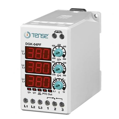 (DGK-04PF) Реле контроля напряжения 3-ф 5А. 230-460V AC.  электронное с контролем фаз. Tense